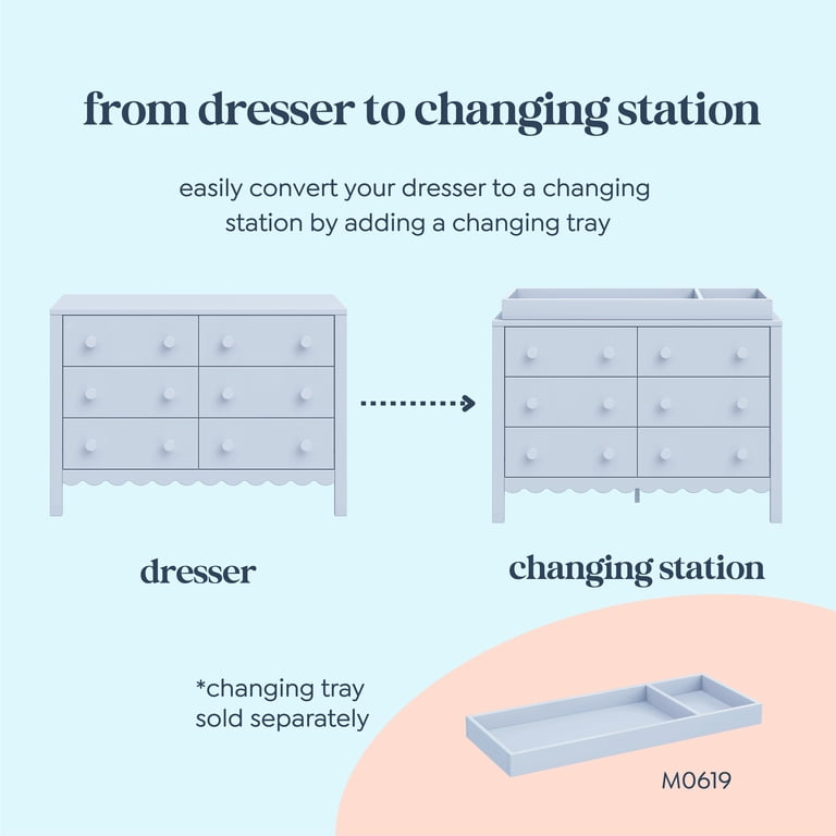 daVinci Sammy Scallop 6-Drawer Dresser in Powder Blue - Walmart.com daVinci Sammy Scallop 6-Drawer Dresser in Powder Blue - Walmart.com