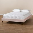 thumbnail image 2 of Bowery Hill Mid-Century Upholstered Velvet Platform Full Bed in Pink, 2 of 7