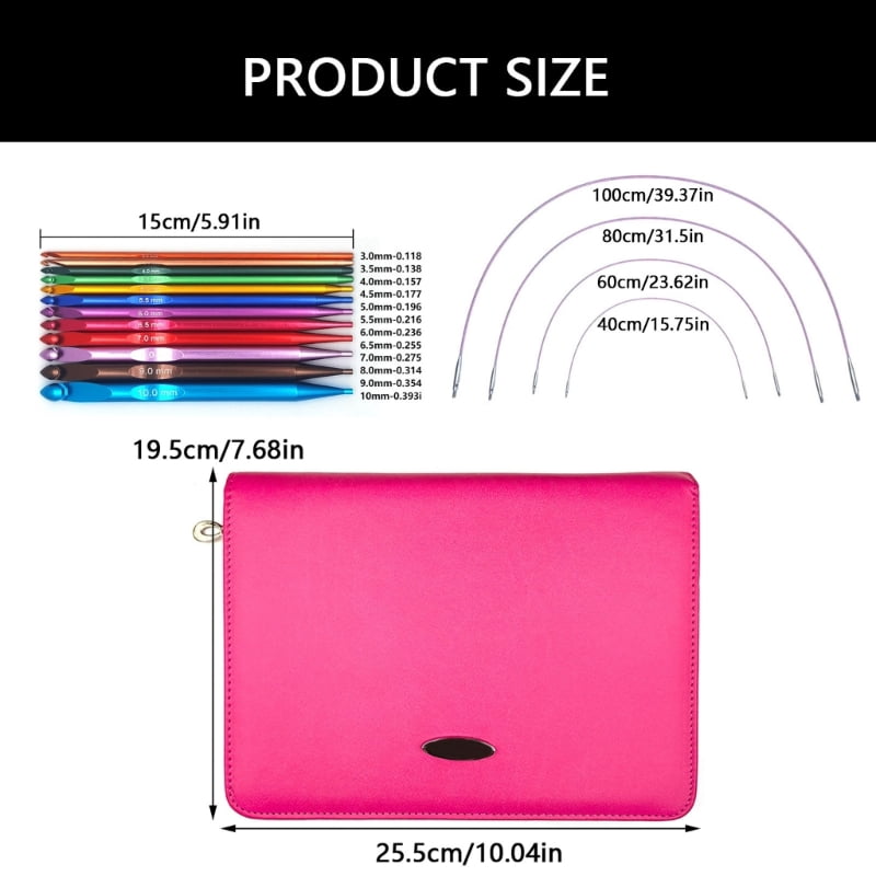 Zecic 12Pair Aluminum Interchangeable Circular Knitting Needle Set 3.0mm-10mm with Case for Knitting Weaving Sweater