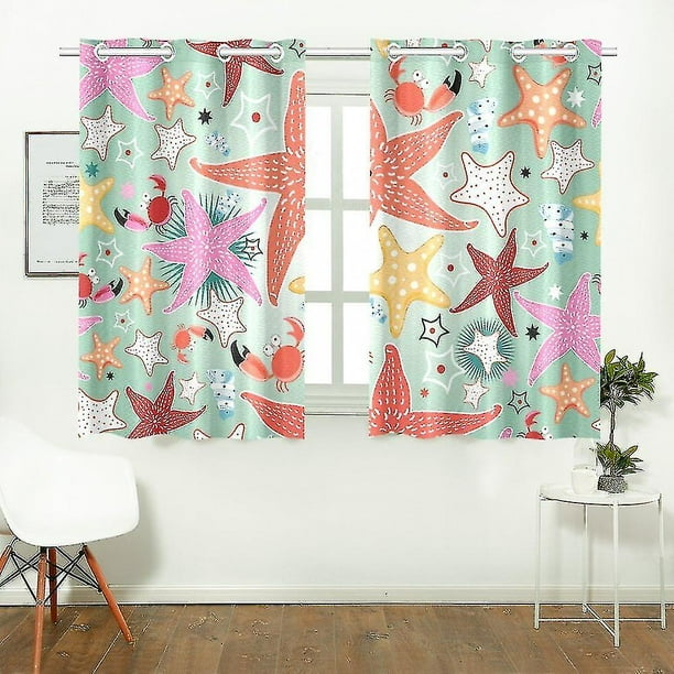 Colorful Bright Sea Star Window Curtains Kitchen Curtain Room Bedroom