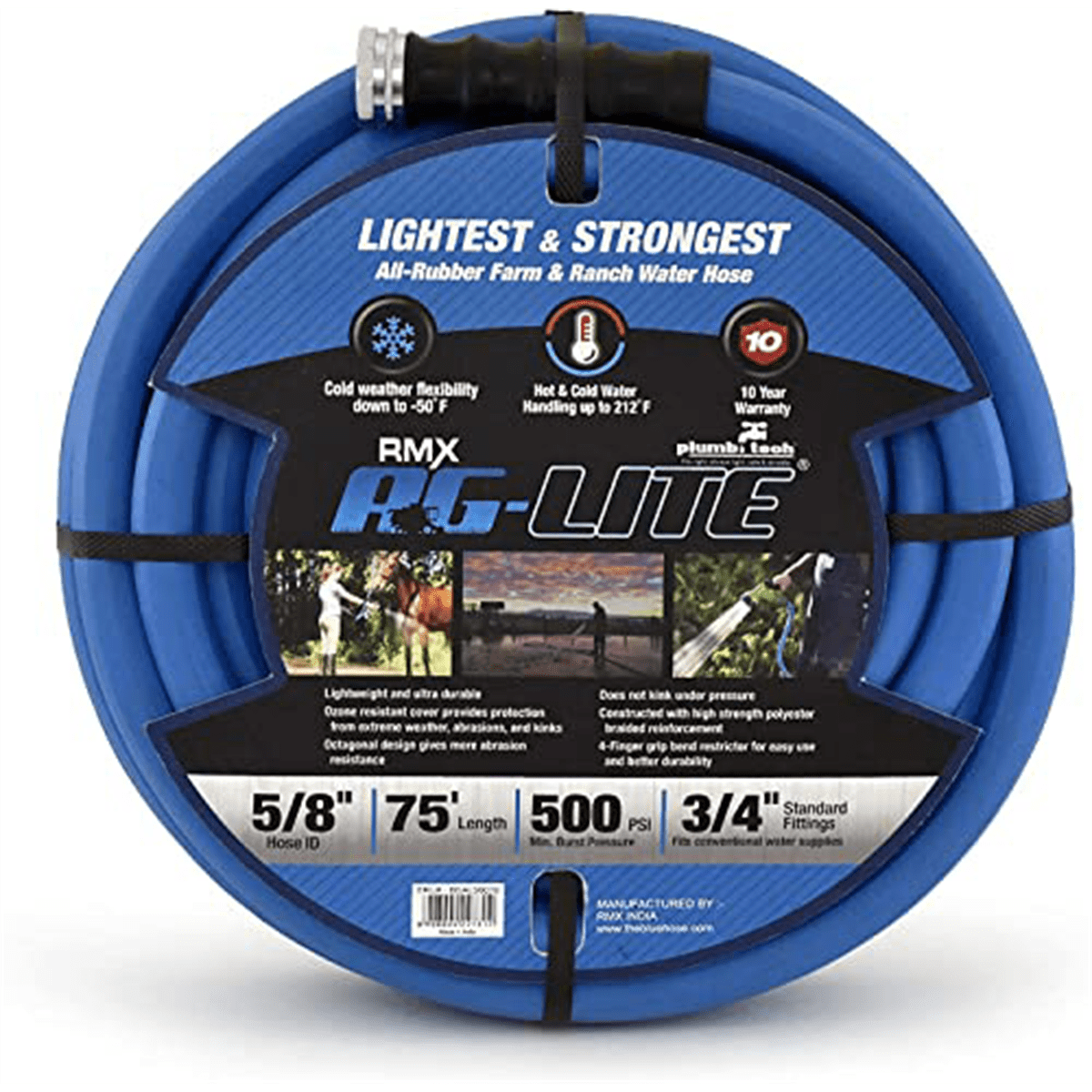 AG-Lite 3/4" x 75' Rubber Water Hose