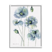 Stupell Modern Blue Layered Flower Buds Botanical & Floral Painting White Framed Art Print Wall Art
