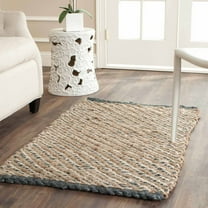 SAFAVIEH Natural Fiber Johanna Braided Jute Area Rug, Blue/Natural, 2'6" x 4'