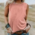 thumbnail image 3 of KBZDBZC Tank Top Women's Summer Sleeveless Tank Top Loose Fit Casual Crew Neck T Shirts Basic Tee Tops Tank Top Womens Tank Tops Loose Fit Womens Summer Tops(Pink,M), 3 of 5