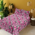 thumbnail image 2 of Ambesonne Floral Design Fitted & Flat Sheet with Sham 3 Pcs Set, Springtime Hibiscus, Twin, Pastel Pink Hot Pink, 2 of 5