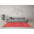 thumbnail image 3 of Ahgly Company Machine Washable Indoor Round Abstract Red Modern Area Rugs, 3' Round, 3 of 4