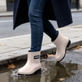 thumbnail image 2 of Puntoco Women's Short Rain Boots Waterproof Chelsea Ankle Rubber Garden Shoe Khaki 8, 2 of 7