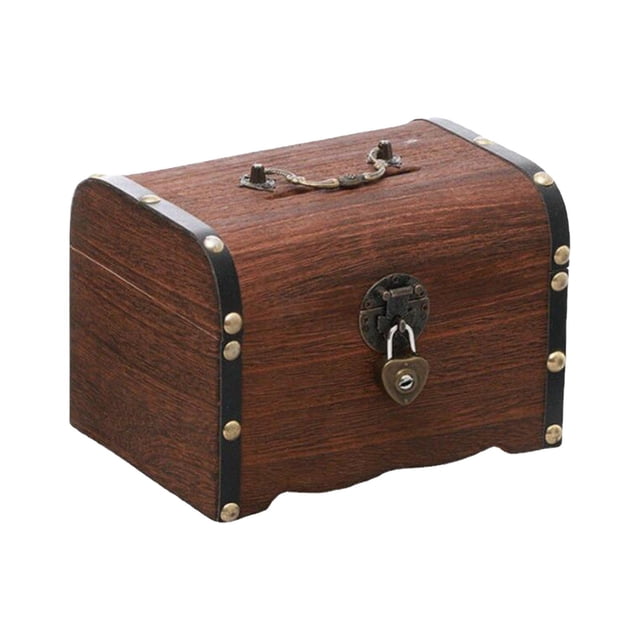 Caja de madera alcancía Vintage mayimx Hucha con cerraduras de corazón Caja del tesoro