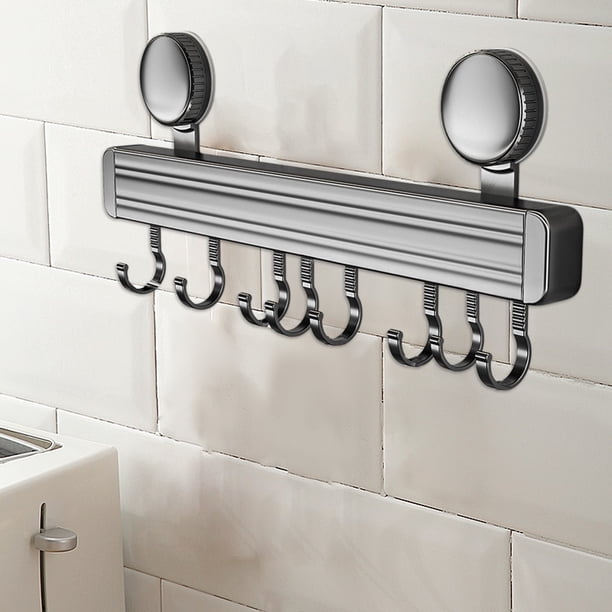 Estante de gancho de ventosa | Instalación sin perforación | Organizador de utensilios de cocina multifuncional de alta resistencia | Percha de aleación de aluminio sin costuras | 40x16.5x3cm
