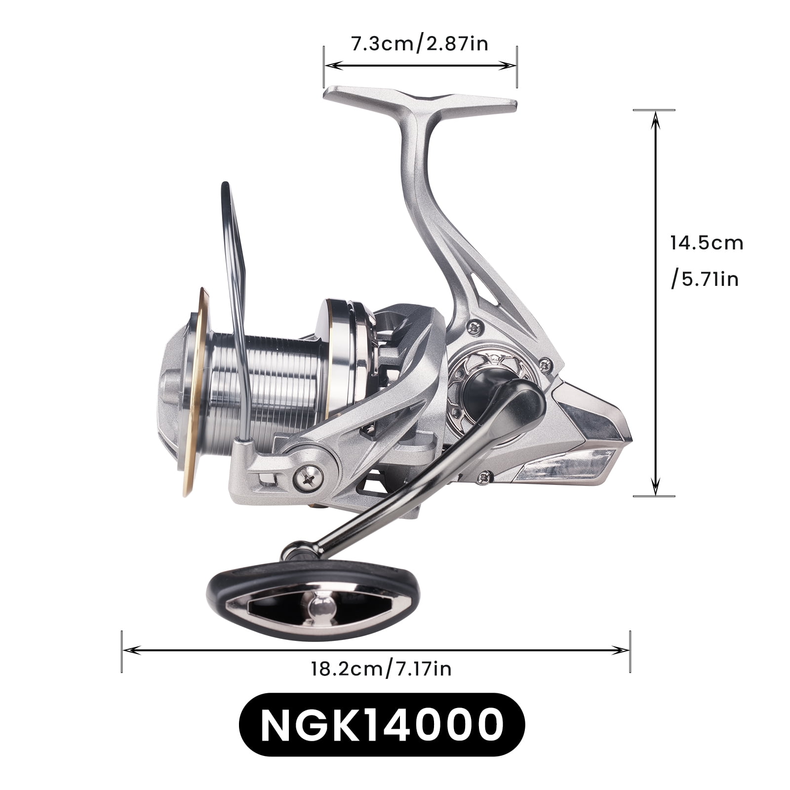 HAUT TON Spinning Reel 8000/9000/10000/12000/14000,6+1BB Metal Surf Fishing Reels,4.8:1 Gear Ratio 55lbs Drag Heavy Long Casting Inshore Saltwater Monster Fish