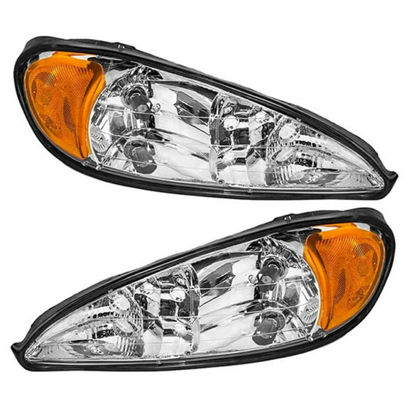 New Pair Of Headlights Compatible With Pontiac Grand AM GT Coupe Sedan SE 1999 2000 2001 2002 2003 2004 2005 By Part Numbers GM2503196 GM2502196 22672208 22672207