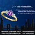thumbnail image 2 of Gem Stone King 18K Yellow Gold Plated Silver Purple Amethyst and Lab Grown Diamond Engagement Ring for Women | 1.09 Cttw | Oval Checkerboard 7X5MM | Gemstone February Birthstone | Size 7, 2 of 6