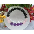 thumbnail image 3 of Natural Black Tourmaline, Rose Quartz & Amethyst 10mm Round Shape Smooth Cut Beads Stretchable Bracelet for Men & Women., 3 of 3