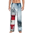 thumbnail image 1 of Kdxio Circular Lighthouse Pattern Men's Pajama Pants, Elastic Waist with Drawstring and Pockets, Comfortable Loungewear-Small, 1 of 6