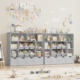 thumbnail image 3 of Hiphuta Large 4-Tier Kids Bookcase, Wood Toy Storage Organizer of 6 Boxes & 4 Removable Drawers, Bookshelf for Kids Room Classroom, Gray + Gray Boxes, 3 of 7