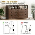 thumbnail image 2 of EDTara 55 Inch Large Wooden Dresser with 6 Drawers & LED Lights - Multi-Functional TV Stand for Bedroom, Power Outlet, Wide Storage Cabinet, 2 of 9