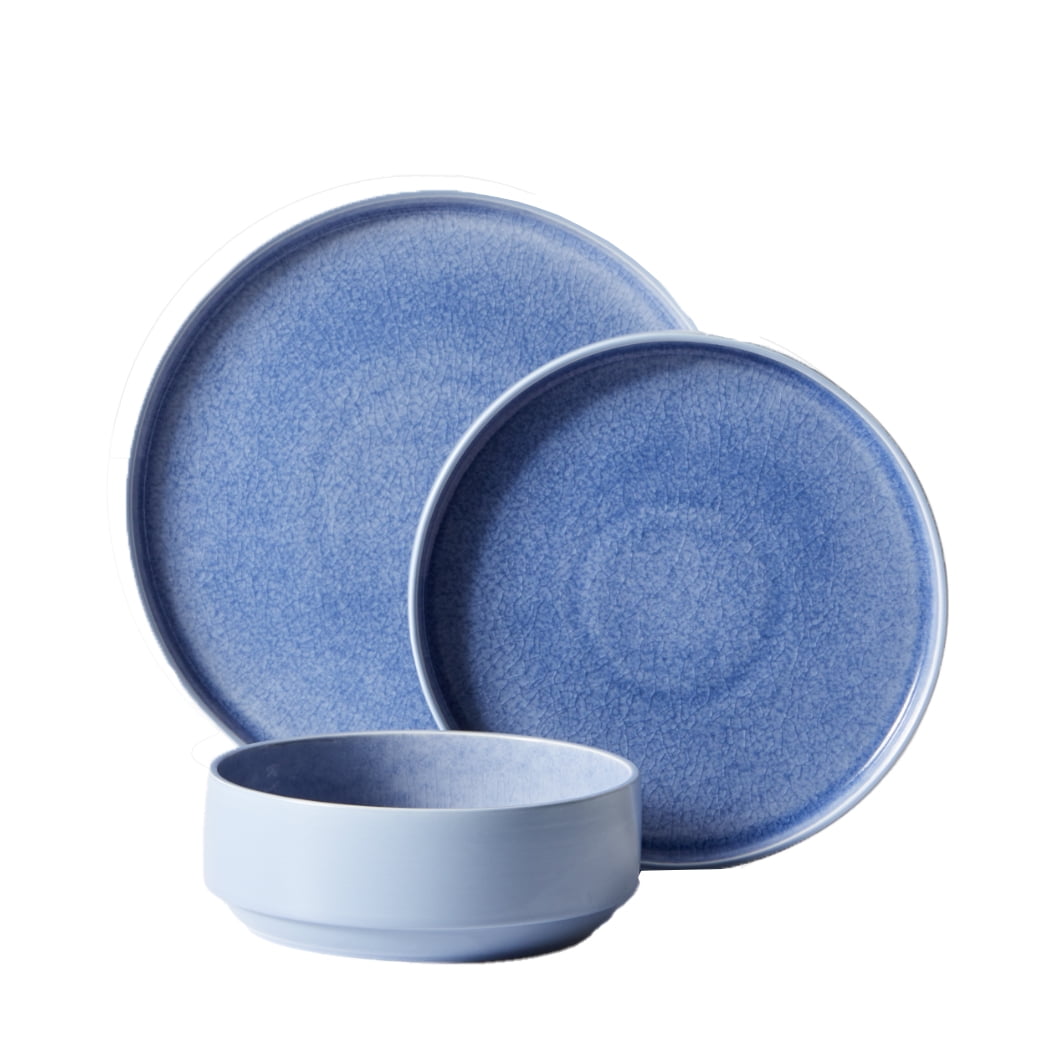 (2 pack) Better Homes & Gardens-Parker Blue Stoneware 12-Piece Dinnerware Set