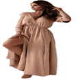 thumbnail image 6 of LYMAYTER Cold Shoulder Short Sleeve Dress for Women's Deep V-Neck High Waist Split Side Maxi Dress S-2XL, 6 of 9