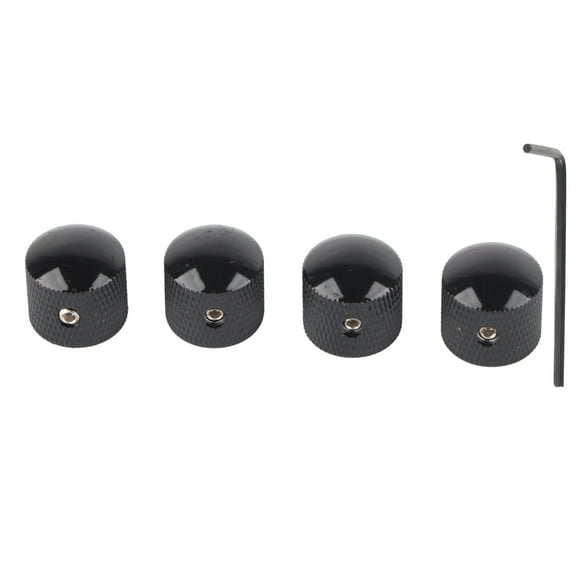 Perilla de guitarra eléctrica Jadeshay 4 piezas Aleación de aluminio 5.96 mm Negro Plateado