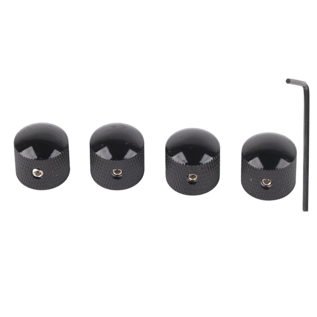 Perilla de guitarra eléctrica Jadeshay 4 piezas Aleación de aluminio 5.96 mm Negro Plateado