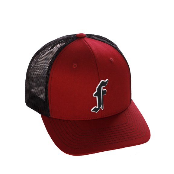 Daxton Classsic Baseball Trucker Hat Old English A to Z Letters Numbers Structured Mid Profile Cap, Burgundy Black Hat, Letter F