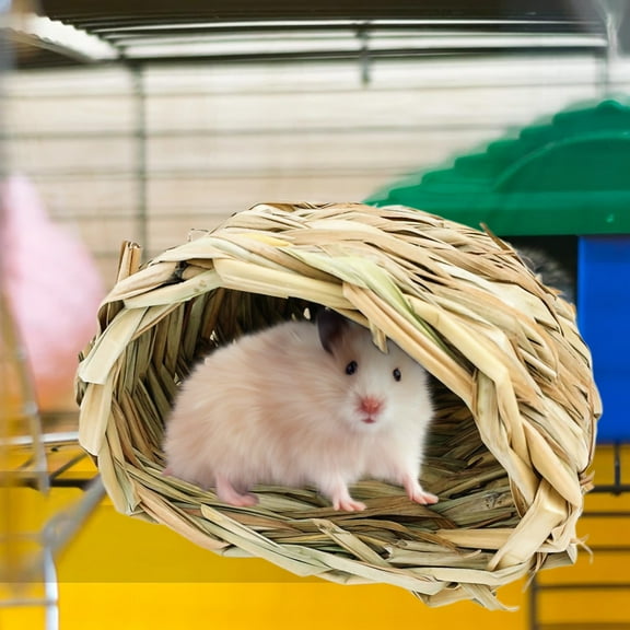 Visland Hamster Grass Bed, Natural Straw Woven Grass Bed Guinea Pig Chew Toys Hay Mat for Rabbit Hamster Gerbil Chinchilla Guinea Pig Mice Other Small Animals