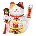 thumbnail image 4 of Japanese Lucky Charm White Beckoning Cat Maneki Neko With Waving Arm Figurine 9", 4 of 9