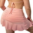 thumbnail image 4 of Female Solid Color High Waist Pleated Skirt Ruffled Short Dress S-L, 4 of 5