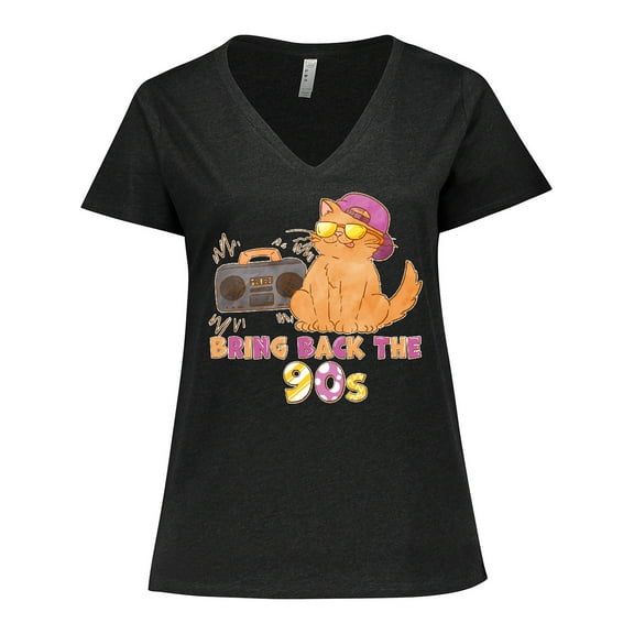 Inktastic Bring Back The 90s Cool Orange Cat Women's Plus Size V-Neck T-Shirt