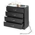 thumbnail image 2 of UBesGoo Commode avec 2 Prises de Courant et 2 Ports USB, Commode à 4 Tiroirs, Coiffeuse avec Station de Recharge, pour Chambre et Salon, Noir, 2 of 11