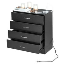 Ktaxon Dresser with 2 Power Outlets & 2 USB, Chest of 4 Drawers, Vanity dresser for Bedroom, Living Room, Black