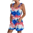 thumbnail image 2 of LOVZFMLL Combinaison Décontractée Imprimée pour Femmes, Short à Bretelles Arrière Bleu TG, 2 of 5