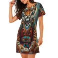 thumbnail image 2 of Disketp Pond Meditating Tiger para Camisón Corto de Manga Corta para Mujeres, Camisón Cómodo con Escote Redondo, Bonito y Confortable, 2 of 6