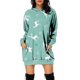 thumbnail image 1 of Vestido corto de sudadera con capucha y bolsillos con estampado navideño para mujer informal a la moda Pompotops  hdfakjf907, 1 of 4