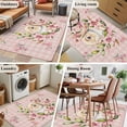 thumbnail image 5 of 3'x5' Rug for Living Room Bedroom, Spring Easter Bunny Washable Area Rugs Non-Slip Carpet Mats, Pink Buffalo Plaid Farmhouse Tulips Indoor Low Pile Area Rug Runner for Kitchen, Mudroom, 5 of 8