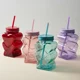 thumbnail image 2 of 12 Vasos de Vidrio 3D con Tapa y Popote Diseño Corazones 500 ml, 2 of 8