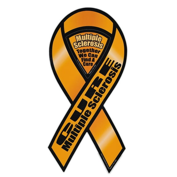 Magnetic Bumper Sticker - Multiple Sclerosis Awareness - Ribbon Shaped Support Magnet - 4" x 8"