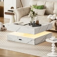 thumbnail image 5 of LED Coffee Table for Living Room,2-Tier Square Center Table,30.7-Inch High Glossy Table with 24-Color Lights for Bedroom and Home Office Space, Marble, 5 of 7