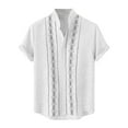 thumbnail image 4 of Lumtrix Mens Summer Striped Cuban Guayabera Shirts Button Down Short Sleeve Vintage Beach Hawaiian Shirts White XL, 4 of 5