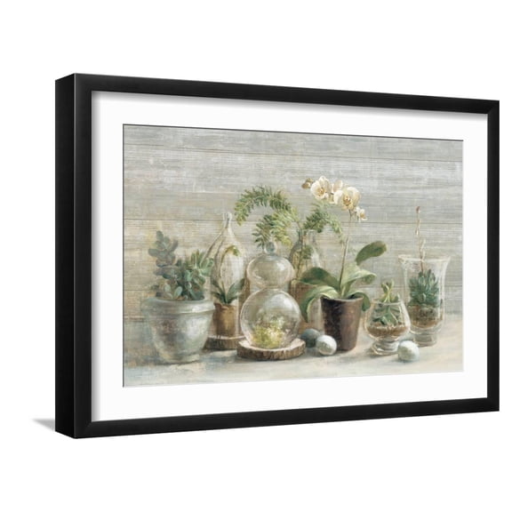 Art.com Greenhouse Orchids on Wood Art Print by Danhui Nai, Black Frame Wall Art, 23" x 17"