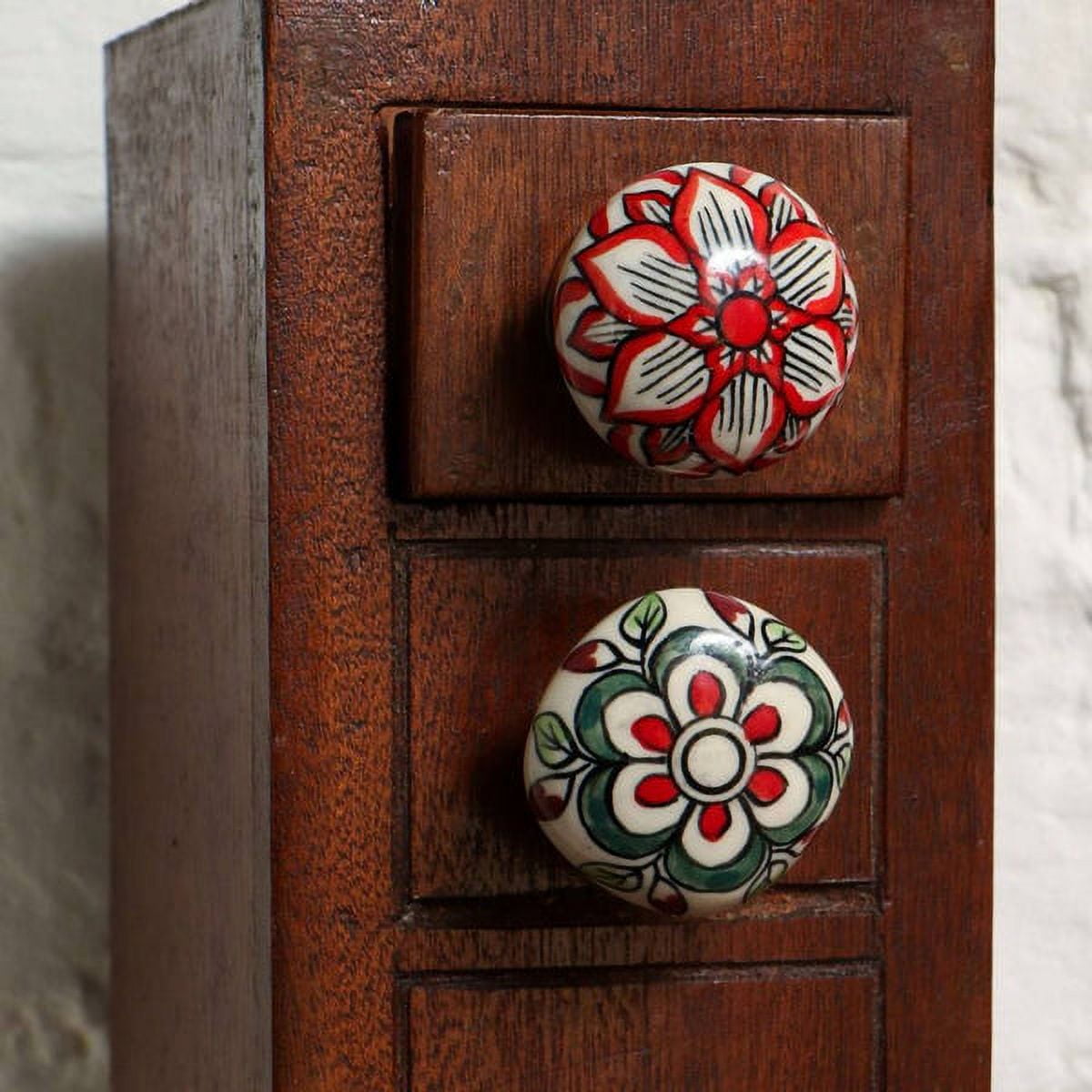 Set of Six Ceramic Escorial Cabinet Knobs by Trinca-Ferro