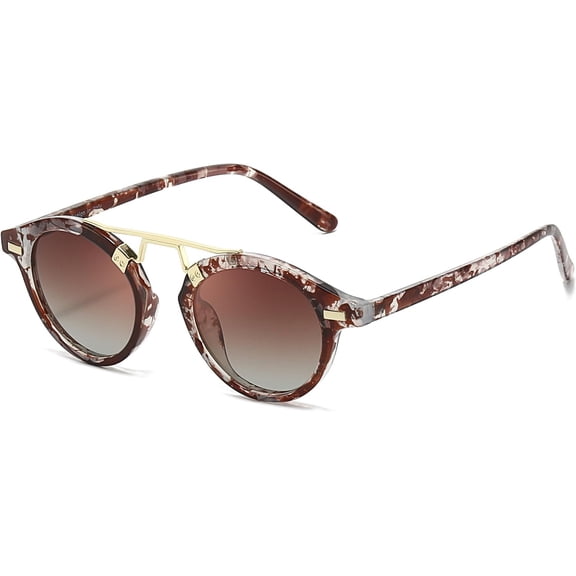 Polarized Small Round Sunglasses for Women Free | 99.99% UV400 Protection, Retro Designer Shades, Small , Hair-Safe No-Snag Design, Trendy 2026