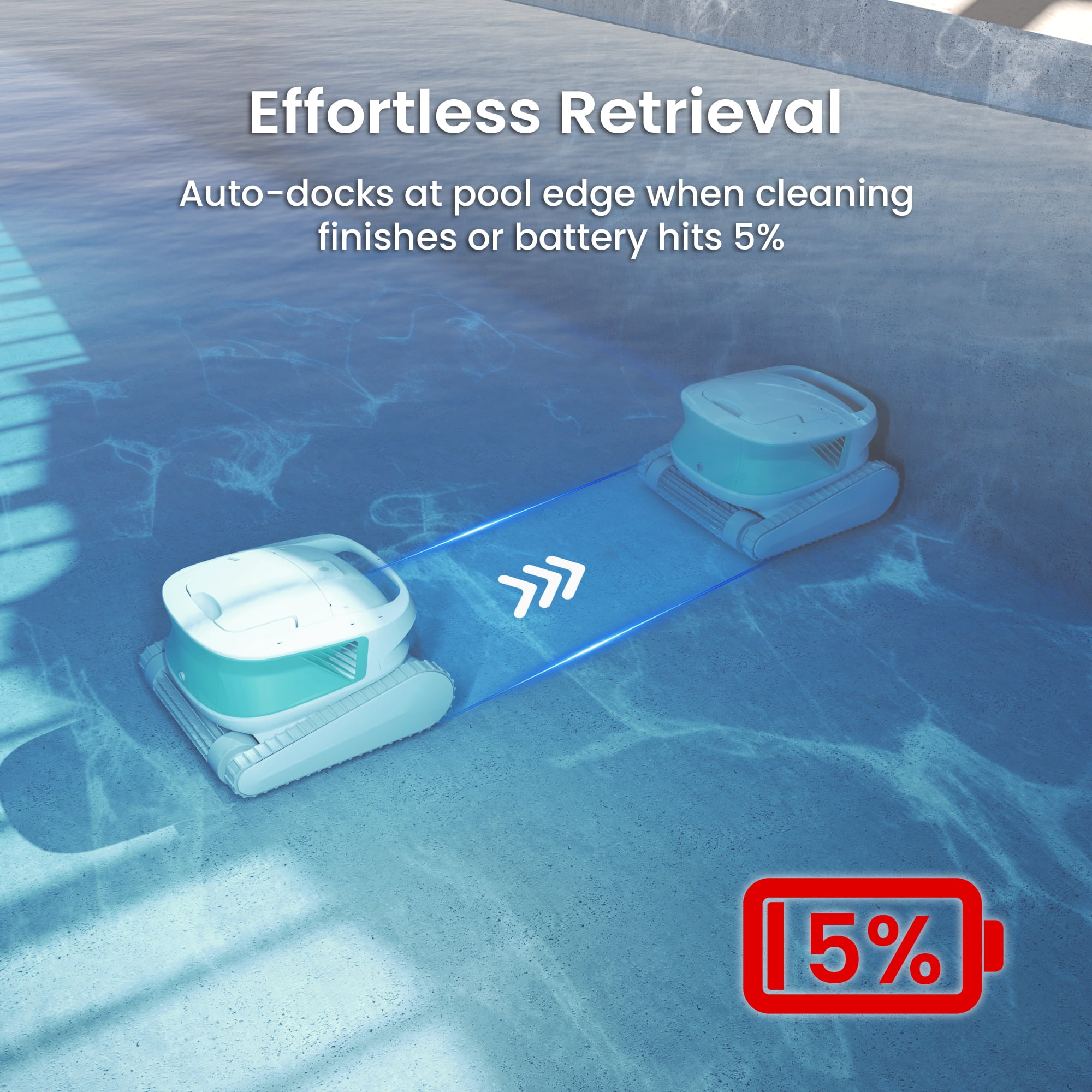 (2025 Upgraded) Hydro 3 Cordless Robotic Pool Cleaner, Automatic Pool Vacuum for Inground and Above Ground Pools, Lasts 200 Mins, Floor/Wall/Waterline Cleaning, Dual Inlet, Waterline Technology