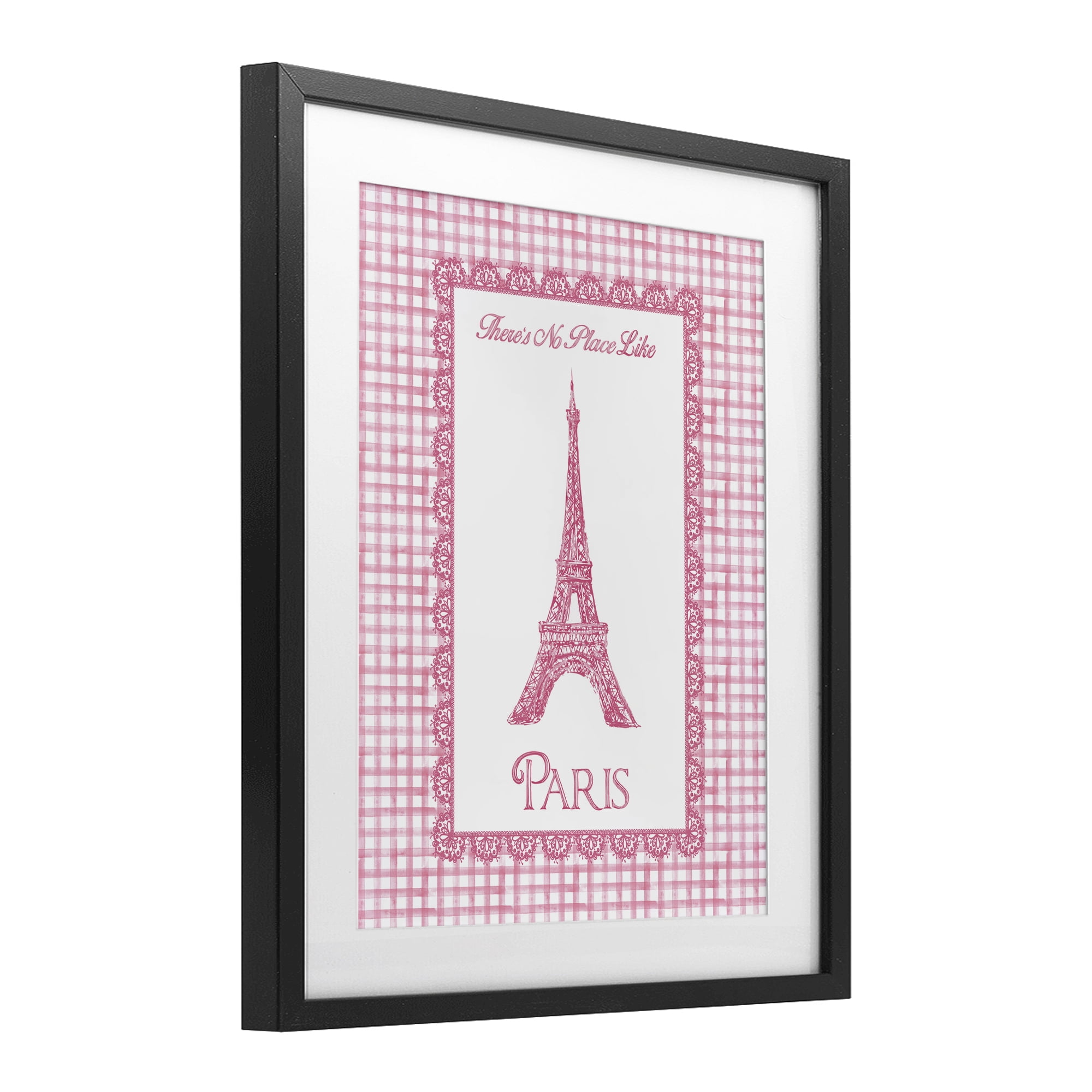 Stupell Industries No Place Like Paris Pink Lace Black Framed Print Under Glass, design by Conrad Knutsen