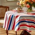 thumbnail image 6 of ZOPZO Round Waterproof Tablecloth for Dining Table, Red-Blue, 60", for Dining Room, Kitchen or Party Table, 6 of 9