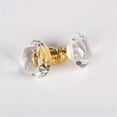 thumbnail image 5 of Tirador de cristal dorado con forma de diamante para puerta de armario, cajón, redondo, de un solo orificio, 5 of 5