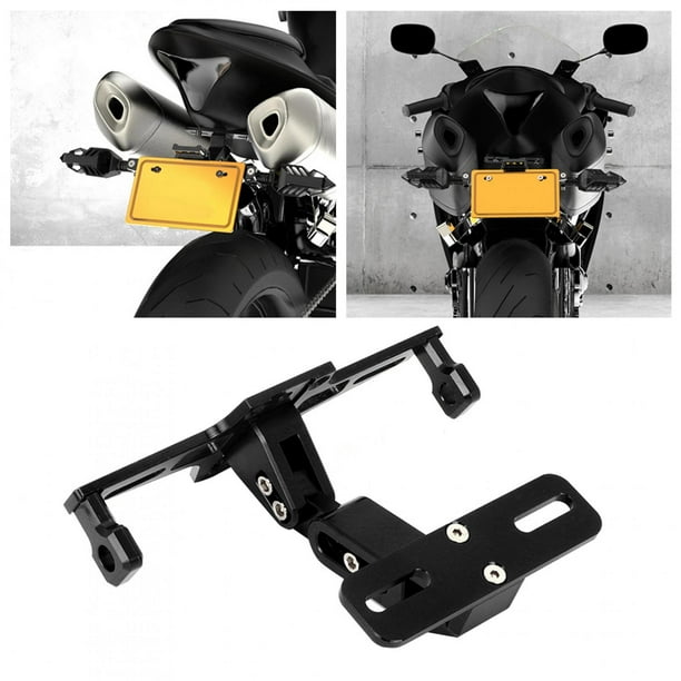 Soporte de Placa de matrícula de Motocicleta Kit eliminador de Guardabarros Soporte de Placa de matrícula de Motocicleta Universal Montaje de Cola de Motocicleta ordenado con luz LED(Negro) Amonsee No