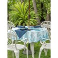 thumbnail image 3 of Outdoor Tablecloths with Umbrella Hole & Zipper, Aqua Blue Starfish Round Tablecloth 54 Inch, Coral Shell Ocean Vintage Coastal Waterproof Table Cloth, Patio/Pool/Picnic Table Covers, 3 of 8
