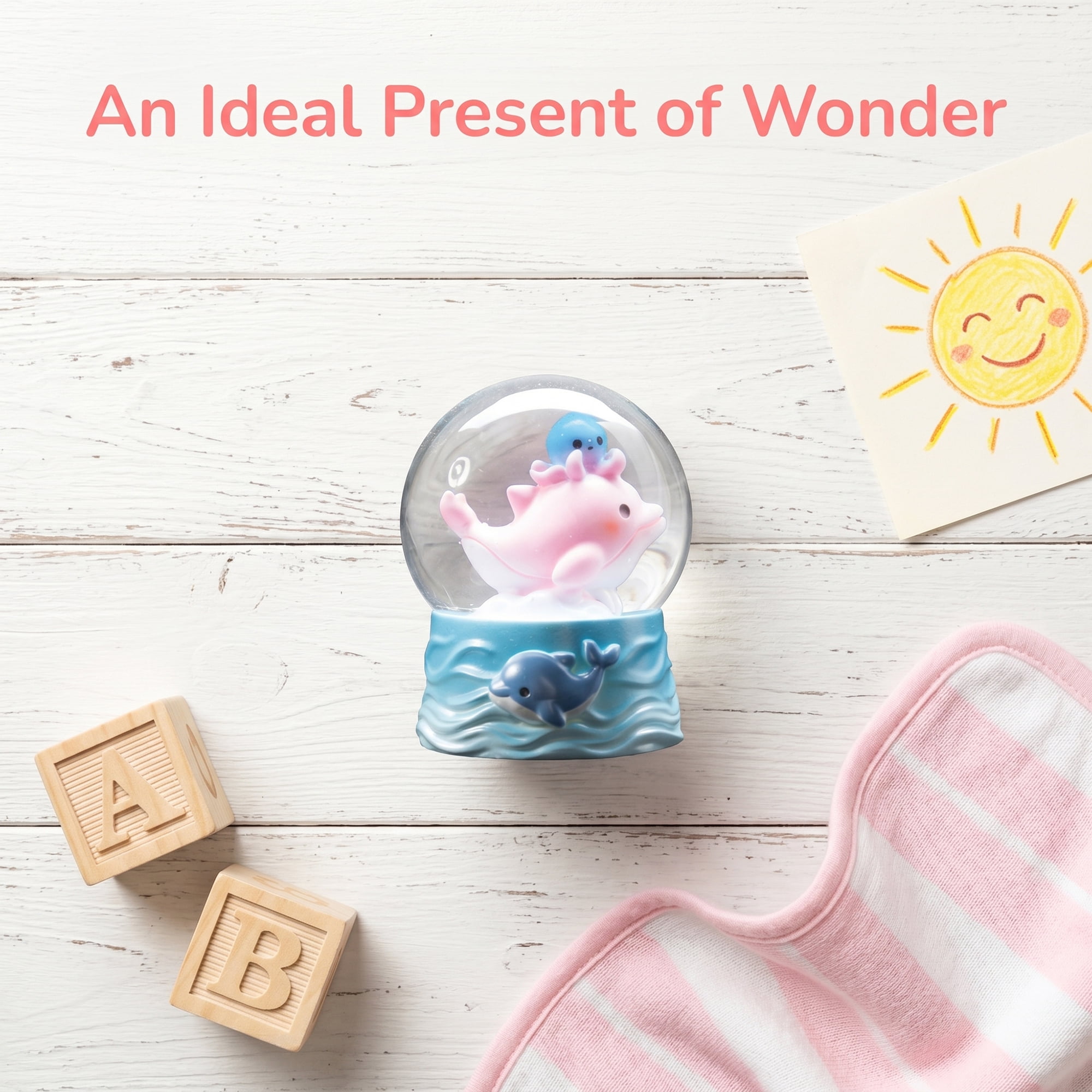 Unique Bargains Cartoon Light Up Crystal Ball Mini Resin Figurine Snow Globe Blue Style C