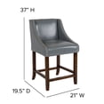 thumbnail image 5 of Merrick Lane 24 Inch Walnut Counter Height Stool with Nailhead Trim in Light Gray Faux Leather, 5 of 11